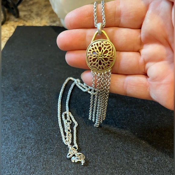 Lucky Brand Two Tone Tassel Gold and Silver Pendant Necklace - Picture 14 of 16
